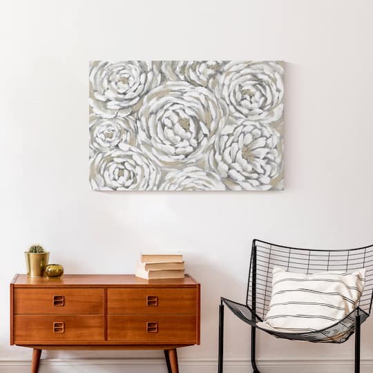 Cream & Gray Floral Canvas Wall Art